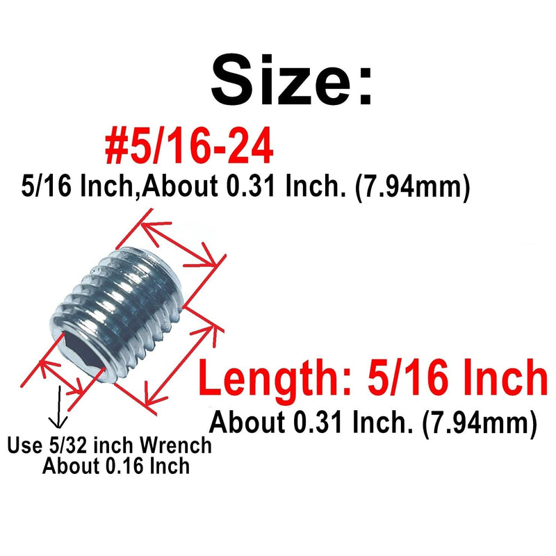 [Australia - AusPower] - 34pcs Set Screws 5/16-24 x 5/16" inch 304 Stainless Steel Allen Head Hex Hexagon Socket Set Screws with Allen Wrench,Set Grub Screws Hex Allen Head Socket Set Screws.(5/16" Length) 