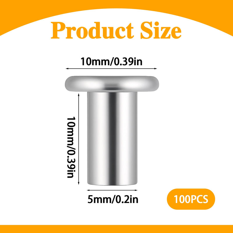[Australia - AusPower] - 100 Pcs 3/16" Diameter X 3/8" Length Aluminum Head Rivets 0.19" Diameter 0.375" Length Aluminum Boat Rivets Fix Leaky Solid Rivet Modified Fasteners Round Head Rivet 