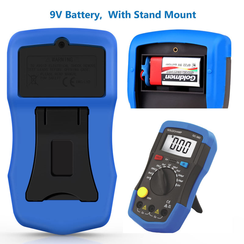 [Australia - AusPower] - Digital Multimeter Capacitance Meter 200pF-20mF Meter Capacitor Handheld Multimeter Tester with Multi Testers Manual Range Measure Tool, Back Light, Data Hold 1 