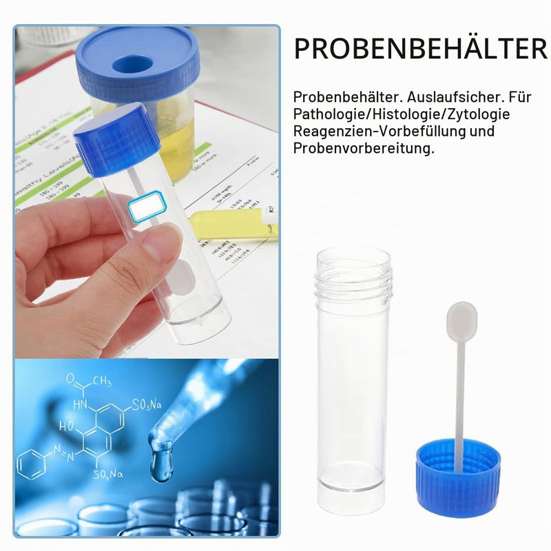 Pack of 20 20 ml Chair Sample Tubes with Label Stickers, Urine Cups, Fecal Sample Tube with Spoon, Sample Tube for Pets for Testing, Chair Tube with Lid Good Sealing