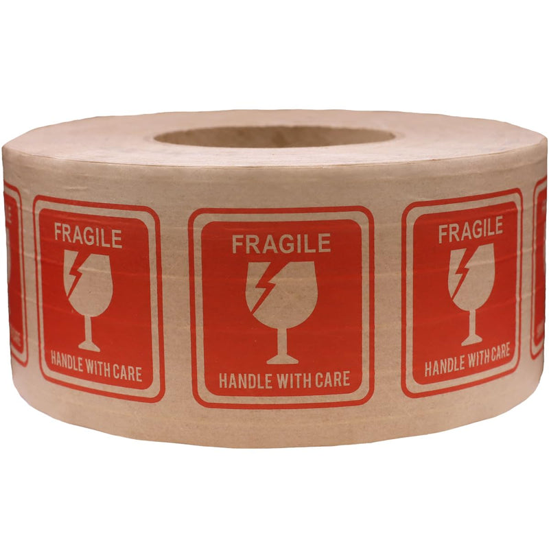 InStockLabels.com Fragile Handle with Care - Premium Water Activated Tape - Kraft Gummed Tape for Secure Packaging, Suitable for Home or Office Use, Strong Gum Tape for Reliable Sealing, 3" x 450'