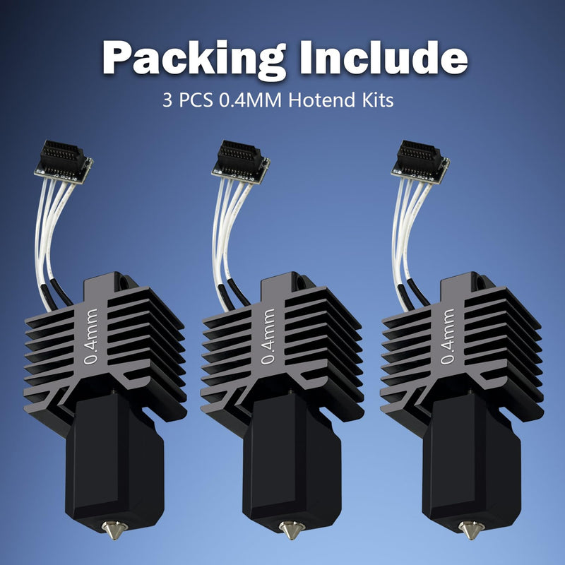 3PCS P1P/P1S Hotend Upgraded Integrated 0.4mm Ceramic Assembled Extruder Printhead Kit (No Leakage)- 3D Printer Hot End Replacement with Hardened Steel Nozzle, Thermistor, Heater Cartridge Heat Block