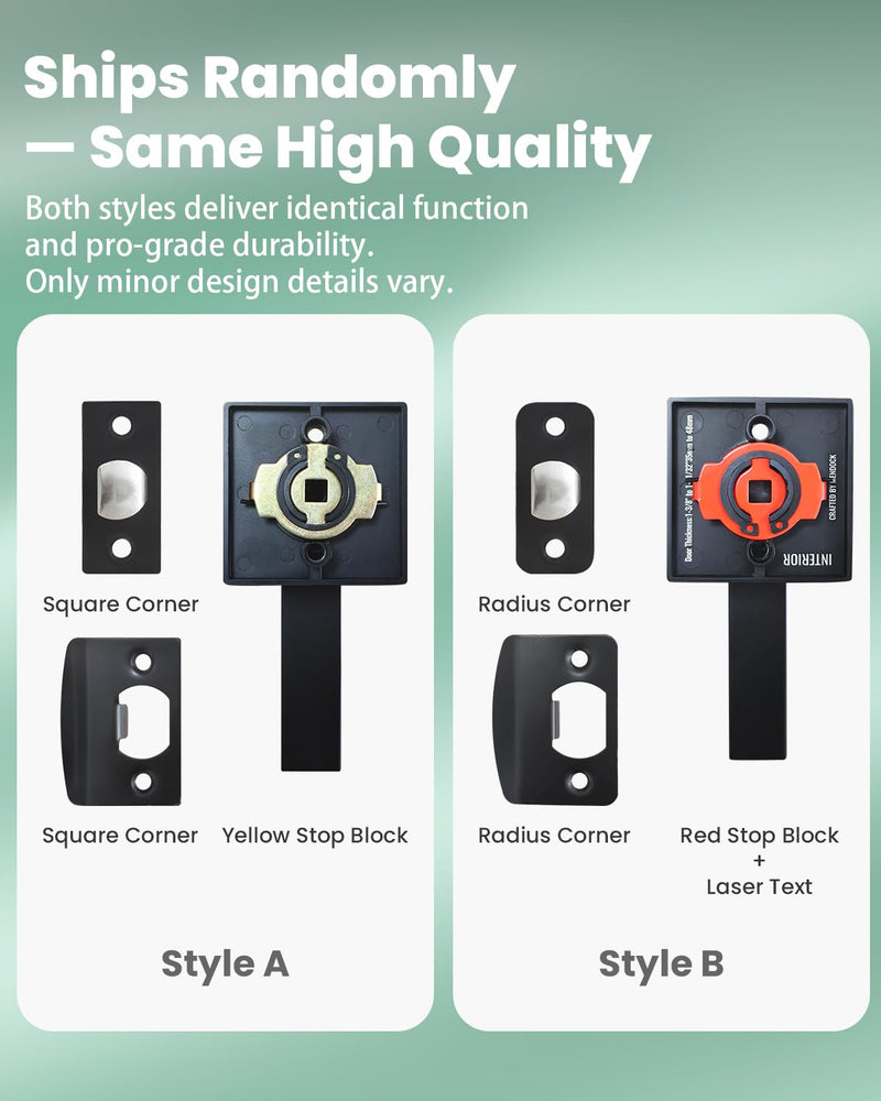Passage Door Lever Dummy GreenShield Exterior Interior Door Handle for Hallway Closet Heavy Duty Non-Locking Lever Sets No Key Door Knob for Right Left Handed Door (1 Pack, Matte Black) 1 Pack Passage Matte Black