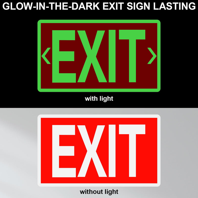 [Australia - AusPower] - 10 Pcs Exit Signs Glow in the Dark Exit Signs for Business 12 x 7 Inch Exit Photoluminescent Signs Stickers with Arrows for Indoor Outdoor for Business, School, Office, Warehouse 