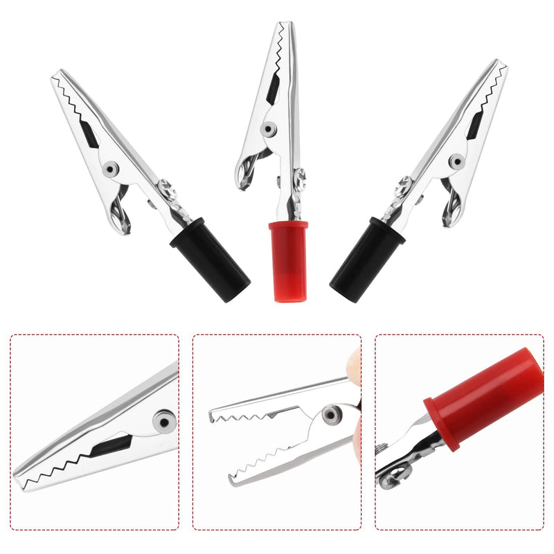 [Australia - AusPower] - VooGenzek 30 Pieces Alligator Clips, Test Metal Alligator Clips, Electrical Test Clips for Laboratory Tests, with Plastic Handle (Red & Black) Single Plastic Hand - 30 Pieces 