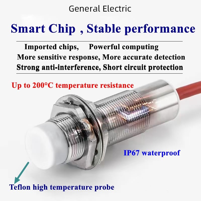 [Australia - AusPower] - IP67 Waterproof Up to 200°C M12 High Temperature Inductive Proximity Sensor Detection Switch NO Metal Induction 4mm 10-30V DC, Nomally Open (NPN, M12) NPN 