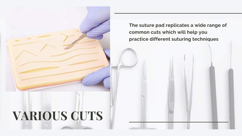 [Australia - AusPower] - Suture Practice Kit for Medical and Vet Students, Complete Real Skin Feel Open Surgical Complete Suture Training Set Silicone suturing pad Practice kit Model for Medical Student 