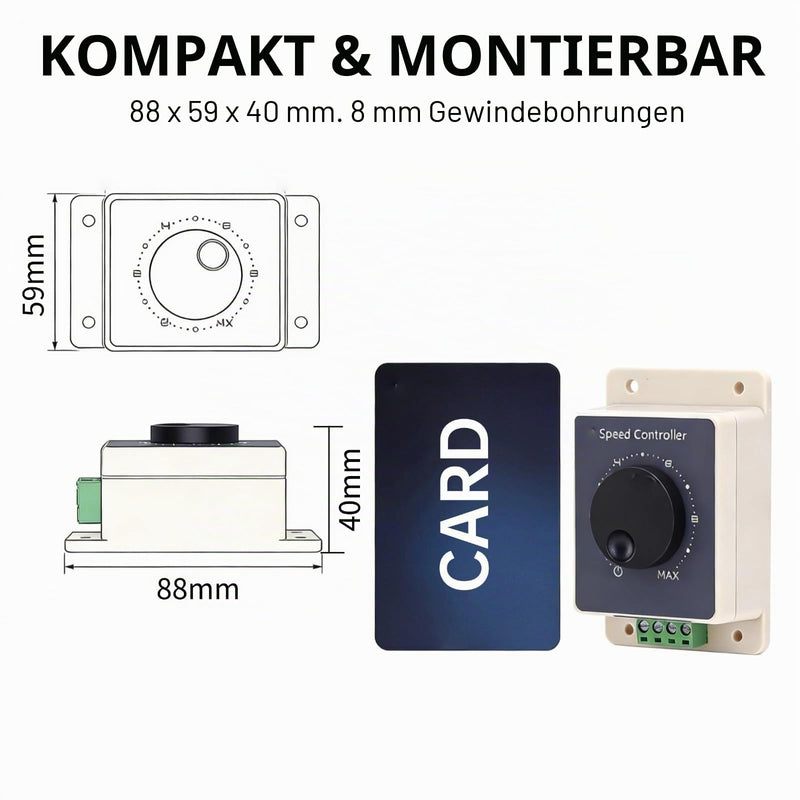 Walfront Motor Speed Controller, PWM DC Motor Speed Controller DC 10-60V 20A Waterproof, IP67, Manual, 10A, 240W