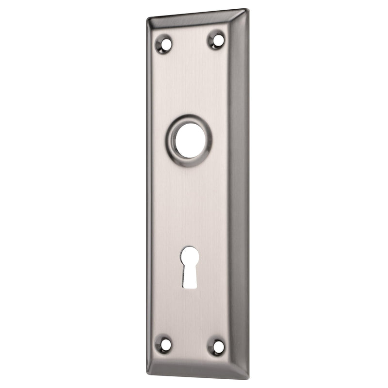 2 Pack Mortise Lock Door Plates for Interior Doors, Old Style Mortise Door Knob Cover Plate Replacement, Door Escutcheon Plates Brushed Nickel Rectangular