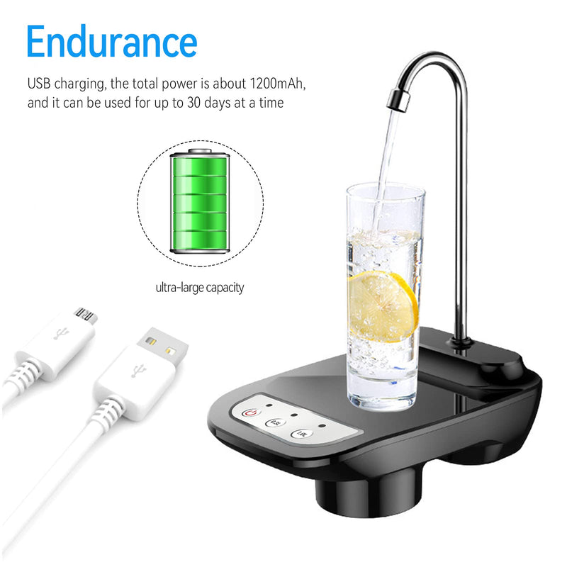 Electric Water Dispenser,Automatic Water Jup Dispenser Pump for 5 Gallon Bottle,Universal Water Bottle Dispenser Pump,Portable Water Pump for Water Jup for Camper Accessories,Home,Office Black