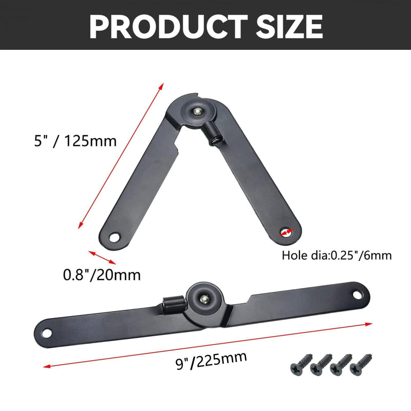 6 Pcs 180 Degree Rotatable Support Hinges, 9" Folding Lid Support Hinges for Furniture Cabinet Cupboard Box Jewellery Gift Door Hardware Locks Box Makeup Stool Folding Chair, Black 6 Pcs