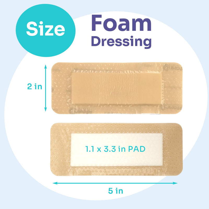 [Australia - AusPower] - Conkote Silicone Bordered Foam Dressing 2x 5, Water-Resistant & Comfortable, Box of 10 Dressings 2'' x 5'' (10 Dressings) 