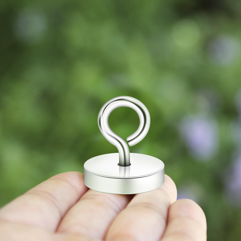 [Australia - AusPower] - Neosmuk Magnetic Eyeblot Hooks, 120lb Heavy Duty Extra Strong Large Magnet Hook with Eye Bolt for Cruise Cabin,Magnet Eyelet Hanger for Hanging, Cruise Essentials Hook(Silver, 4 Pack) Silver 120lb Magnetic Hooks 
