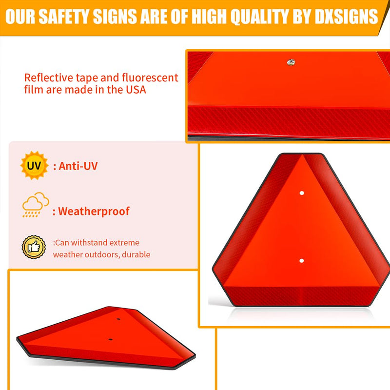 Slow Moving Vehicle Safety Sign,Slow Moving Vehicle Triangle Sign,Plastic 14"x16" Engineering Grade Reflective for Golf Cart (Plastic) Plastic