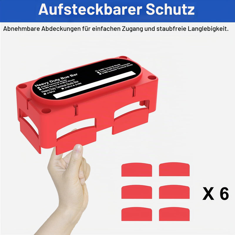 Heavy Duty Range Bus Bar 300A 12V Power Distribution Block with 5/16 Inch (M8) 4-Post Terminal Block with Cover for Automotive, Marine, Battery System (Black & Red) 300A-5/16''(M8) Black & red