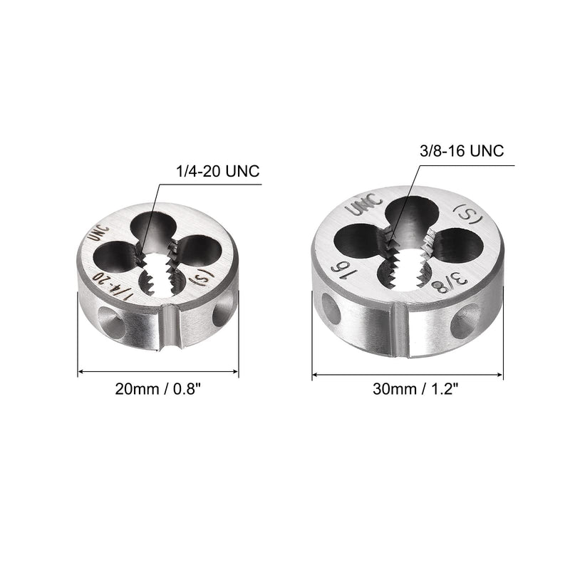 QUARKZMAN 2-Piece Round Die UNF 1/4-20/UNF 3/8-16 American Cut-resistant Thread Cutting Dies Alloy Tool Steel Thread Repair Tool | American Cut-resistant Alloy Tool Steel, UNF 3/8-16 Thread Repair Tool