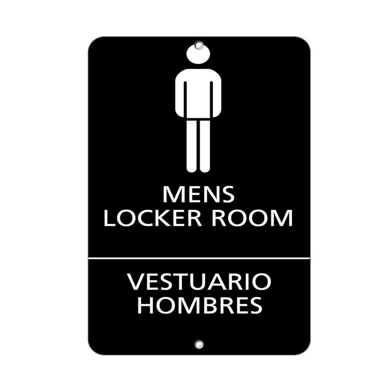 Aluminum Vertical Metal Sign Multiple Sizes Mens Locker Room Vestuario Hombres I Ada Restroom, Bathroom & Lunchroom All Over Weatherproof Street 9x12Inches