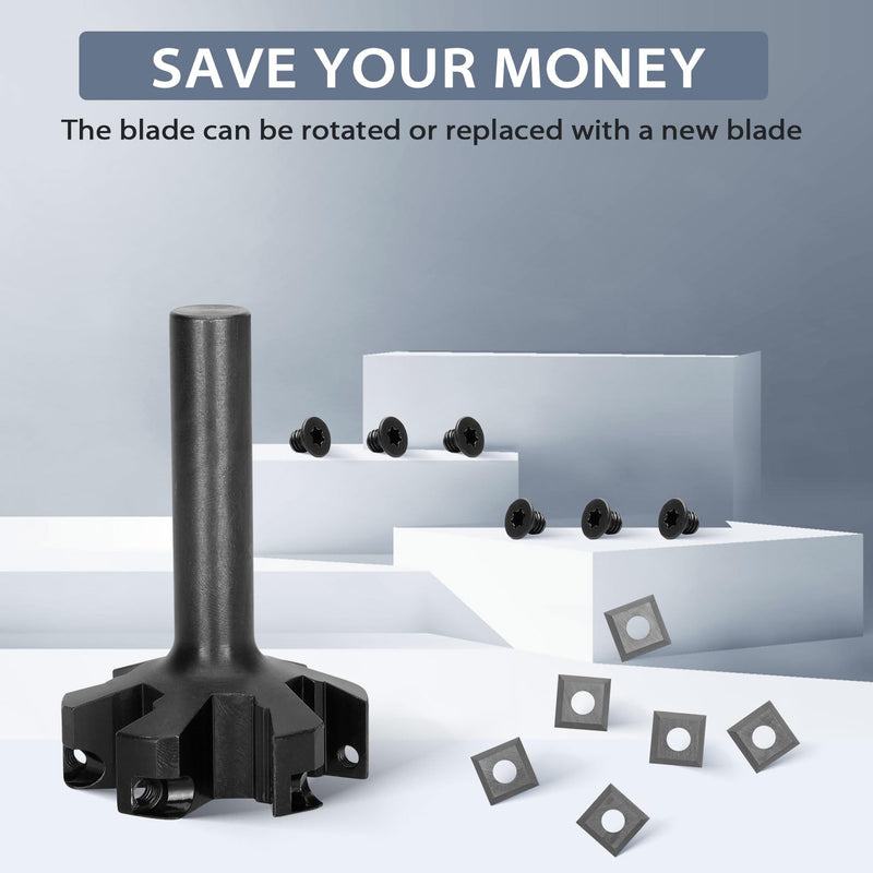 [Australia - AusPower] - CNC Spoilboard Surfacing Router Bit, 1/2" Shank 2" Cutting Diameter, Slab Flattening Router Bit Planing Bit ,6-Wings Planing bit for Wood Slab Flattening,6 Additional Screws,Upgrade Carbide 6-Wings 1/2" Shank 2" Cutting Diameter 