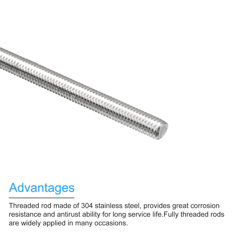 MECCANIXITY Fully Threaded Rod M5 x 450mm 0.8mm Thread Pitch 304 Stainless Steel Right Hand Threaded Rods Bar Studs 4 Pack