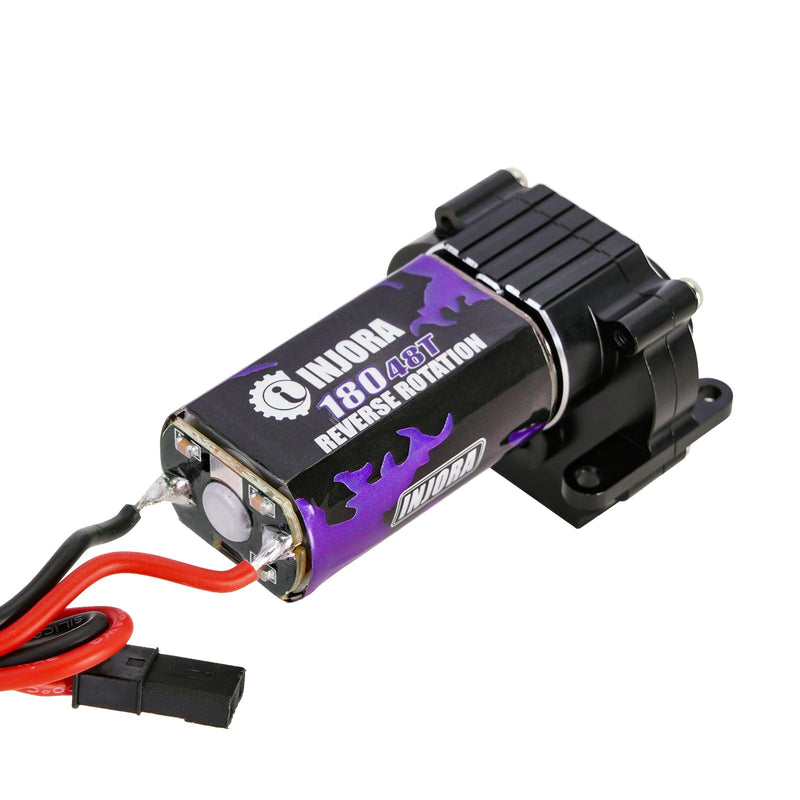 [Australia - AusPower] - INJORA 180 Pro 48T Motor and Transmission Gearbox with Stock Steel Gear for 1/18 TRX4M Upgrade Parts（Black） Black 