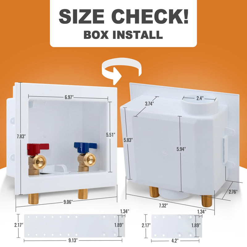 SUNGATOR Mip Washer Valve Box, 1/2 Inch Mip (Sweat) Inlet x 3/4 Inch MHT Outlet, Sweat Washing Machine Box with Brass Valves Installed