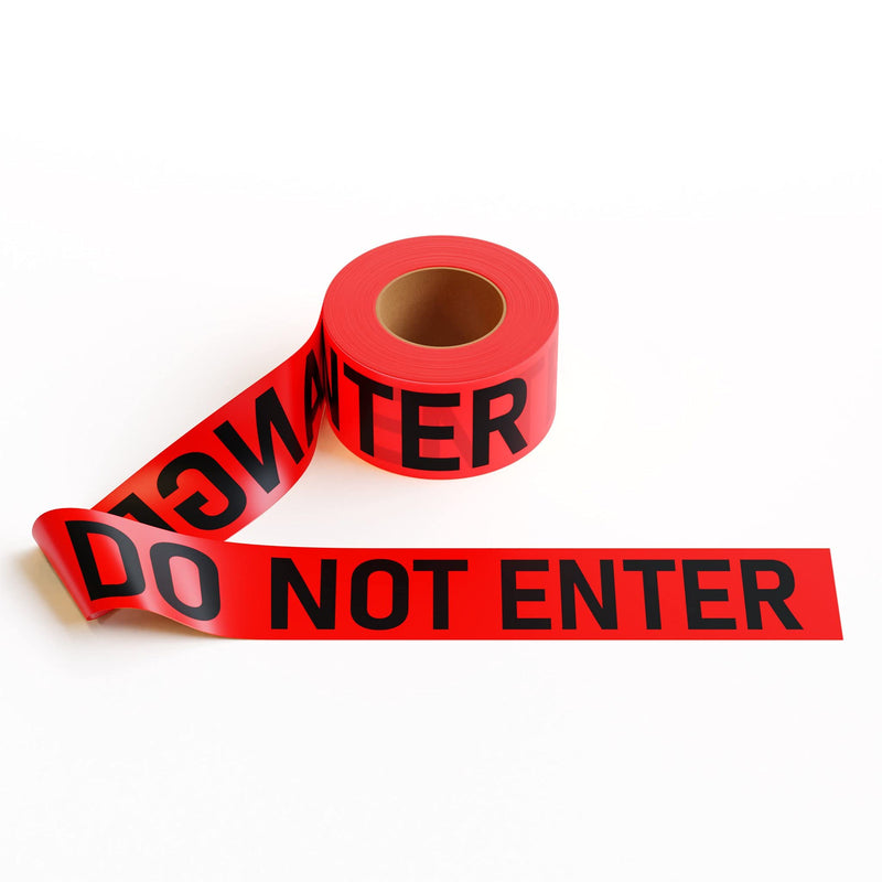 PE Warning Tape, 2.0 mil x 1000 Ft. x 3 Inch, Red Tape with "Danger DO NOT Enter" Black Print - Trafford Industrial Large Red Danger DO NOT Enter