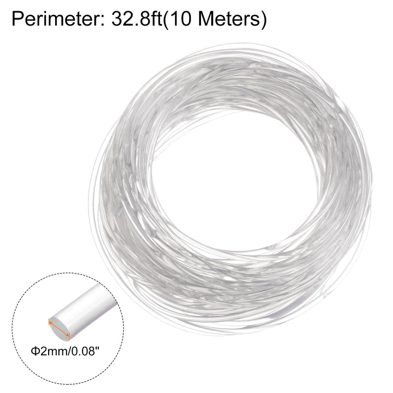 [Australia - AusPower] - PU Transmission Belt Polyurethane Round Belts 2mm Dia 32.8ft(10 Meters) Length Smooth Surface Urethane Belt for Drive Transmission, Translucent 2mmx10 Meters 