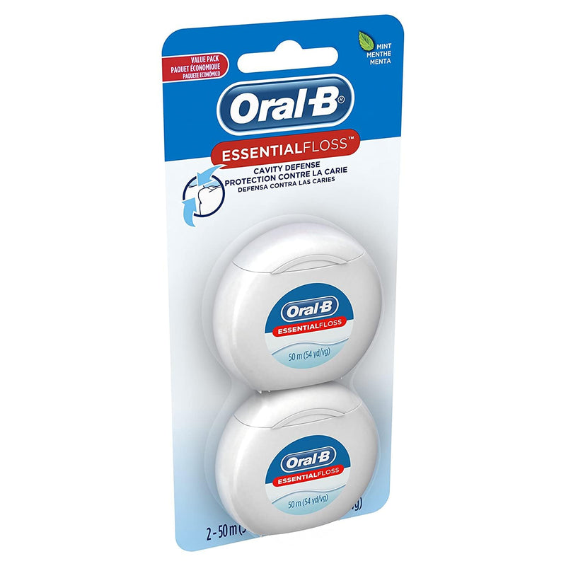 [Australia - AusPower] - Oral-B EssentialFloss Cavity Defense Dental Floss, 50 M, count 2 (Pack of 1) 2 Count (Pack of 1) 