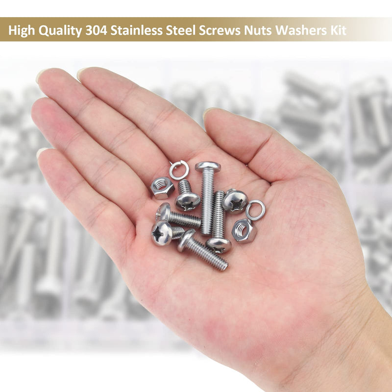 [Australia - AusPower] - 102 Pieces M6 x 10/12 /16/20 /25/30 /35mm Phillips Pan Head Machine Screws Nuts Washers Assortment Kit, 304 Stainless Steel, Fully Machine Thread 