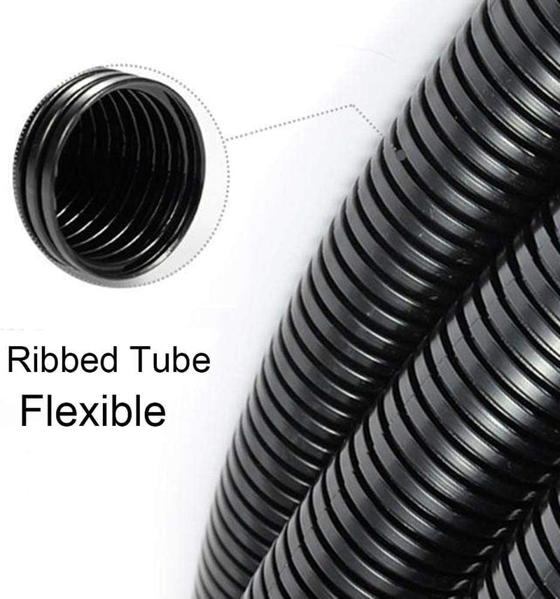 ZhiYo 50FT 3/4” Wire Loom Split Tubing Auto Wire Conduit Flexible Cover | High Temperature Heat Resistant -40F to 257F | Plastic Cover for Electrical Wires & Cables 50FT 3/4” Black