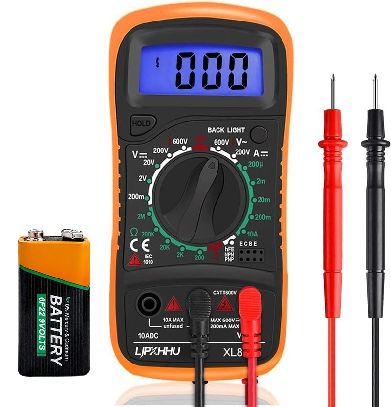 [Australia - AusPower] - Digital Multimeter，OBD2 Scanner Bluetooth，Voltmeter Continuity Ohm Volt Amp DC AC Current Resistance Diodes 2000 Counts Electrical Test Meter with Leads Backlight LCD Display 