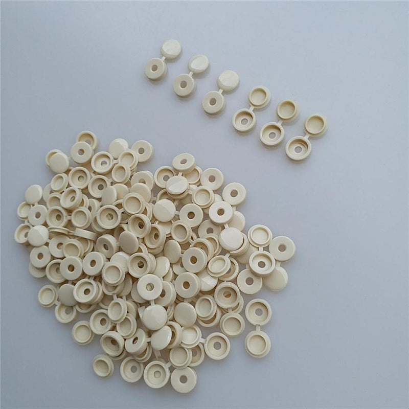 [Australia - AusPower] - LEIPUPA 100Pcs Durable Plastic Hinged Screw Cover Fold Part For Car Home Decor - Beige, 4.1mm 