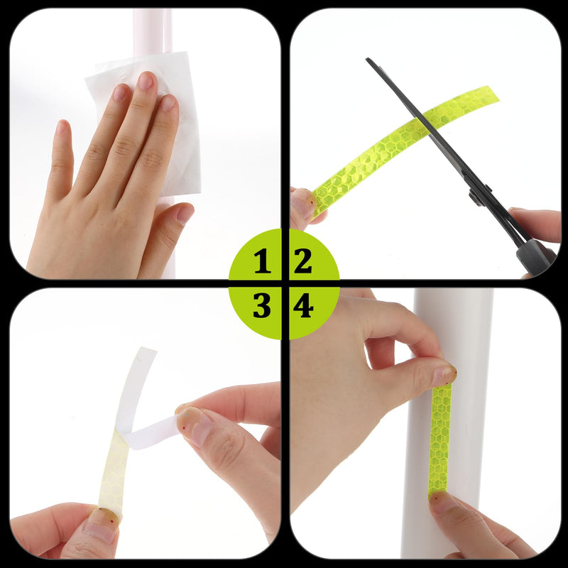 Neon Reflective Tape 0.4In x 26 Feet Tape High Visibility Safety Warning Glow in The Dark Tapes Outdoor Waterproof Strong Adhesive Yellow Fluorescent Reflective Tapes for Bikes Bicycles Trailers