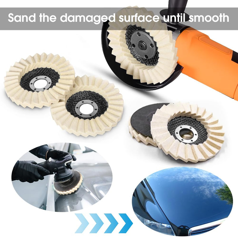 [Australia - AusPower] - Pack of 5 Polishing Discs 125 mm x 22.2 mm, Felt Shine Polishing Disc Felt Polishing Fan Disc Flex Polishing Disc for Polishing Attachment Angle Grinder for Grinding Polishing Paint Wood Stainless 