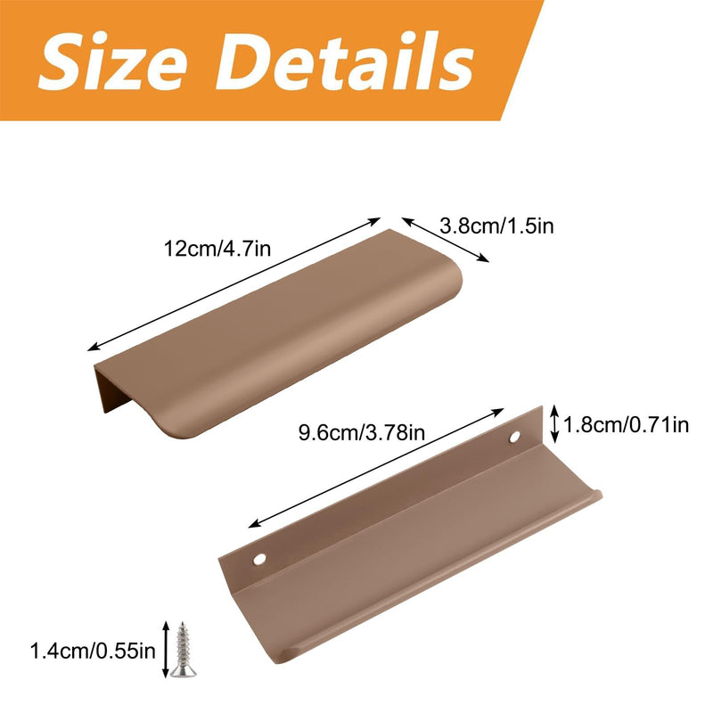 MOROBOR Finger Edge Pulls, 16pcs Modern Style Drawer Handles, Curved Aluminum Alloy Invisible Handle Wardrobe Pull for Cabinet Hardware Drawer,120mm/Brown Brown-16PCS 120mm