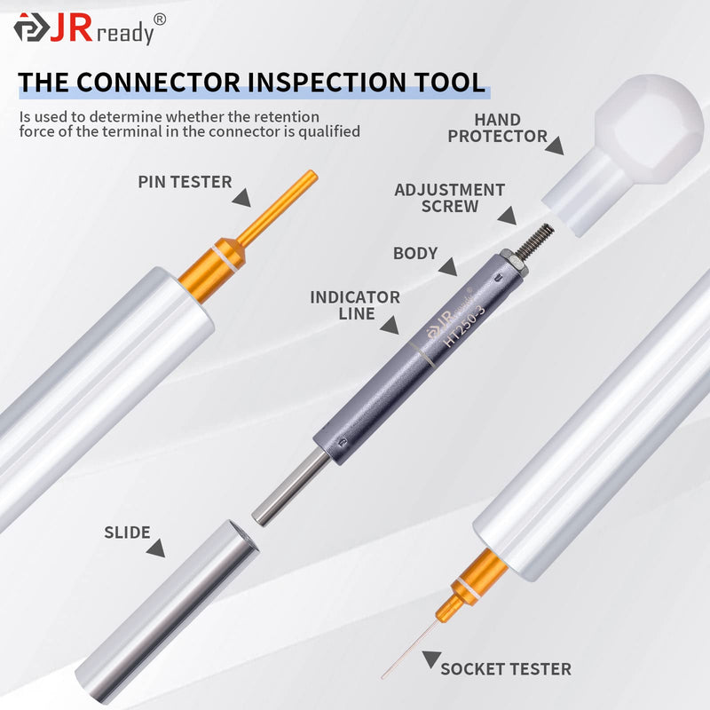 [Australia - AusPower] - JRready ST5244-HT250 Retention Dynamometer Kit, HT250-3 Electrical Tension Tester Tool with Socket & Pin Tester Tips Provides The Correct Positioning for 20# 22# Contacts 