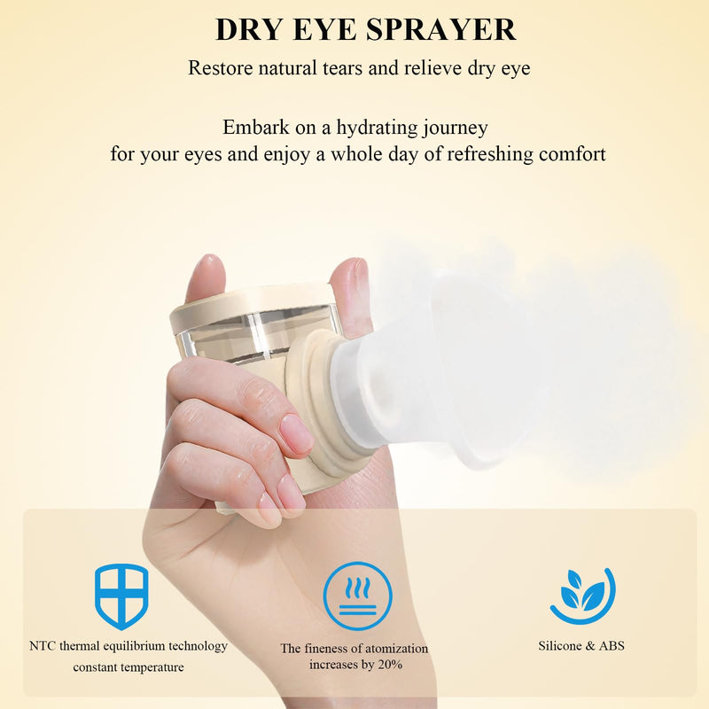 Heated Nano Mist Sprayer,Eye Steamer for Dry Eye Relief,Portable Electric Steam Therapy Wand with Warm Moist Heat for Natural Tears Restore,Dry Eye Fine Mister Machine with 3 Level-Heat