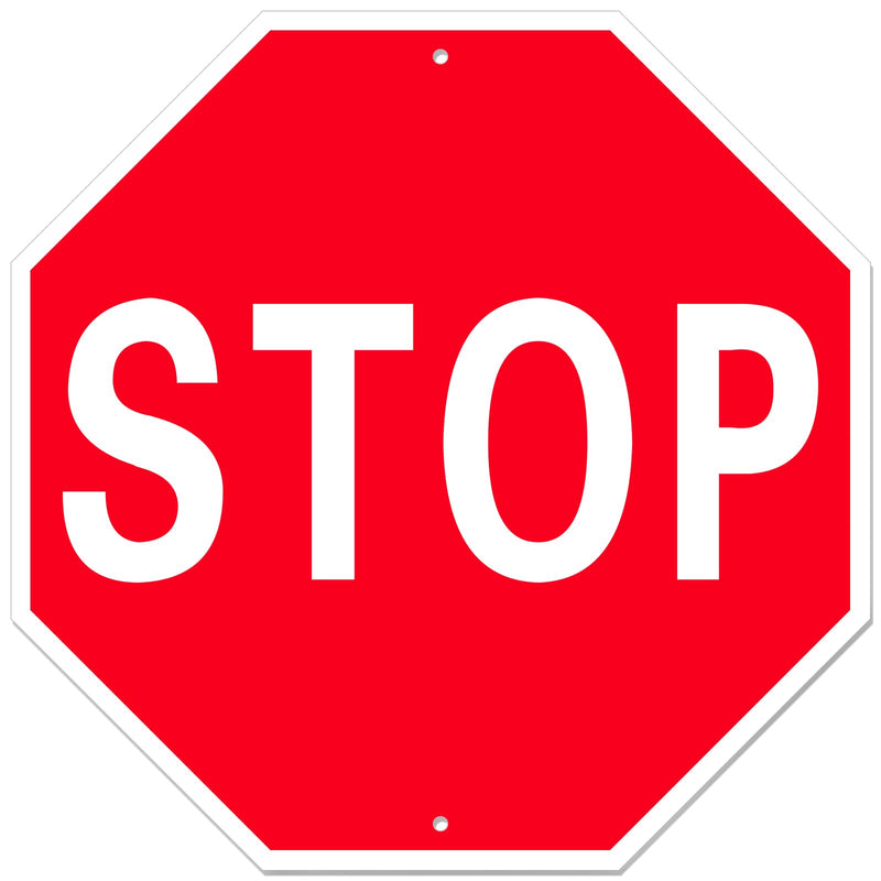 Stop Sign, 18 x 18 Inches Street Road Reflective Warning Signs, Rust Free Aluminum Sign, UV Protected and 2 Pre-drilled Holes