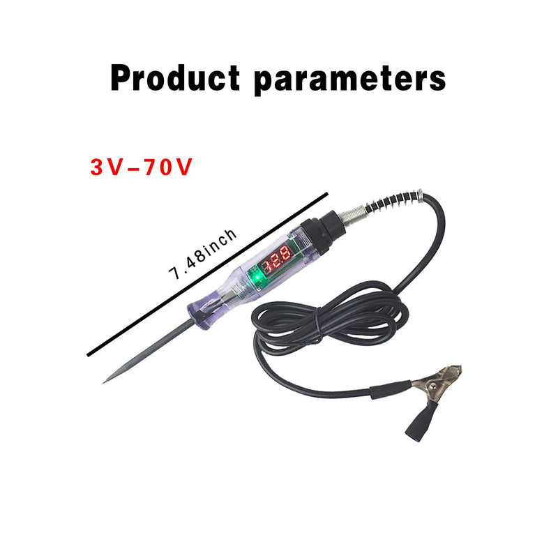 [Australia - AusPower] - 1 PC Car Digital Display LED Circuit Test Pen, Circuit Detection 3V-70V Multi-Functional Induction Long Probe, Voltage Continuity Test for Wires Fuse Socket, Universal for Most Cars (Black) 1 PC #3V-70V Black 