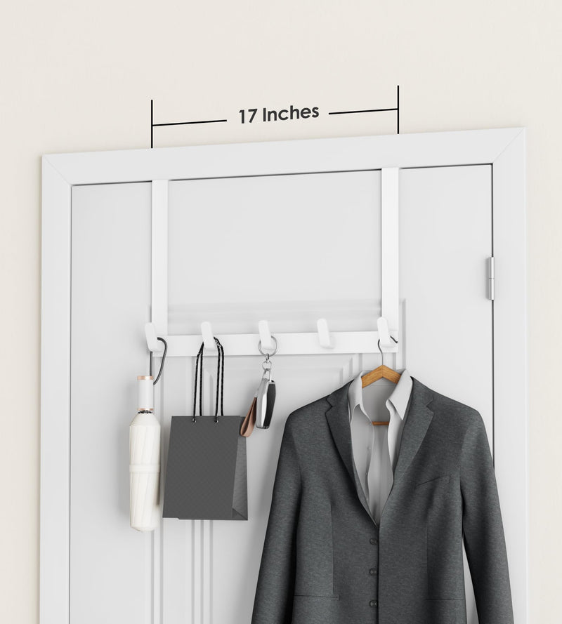 [Australia - AusPower] - Over The Door Hooks Hanger with 11inch Extended Arms for Easy Use by Women, 1 Pack, White, Bathroom Accessories and Towel Rack Organization Matte White 