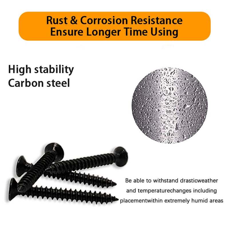[Australia - AusPower] - M4 Flat Head Self Tapping Wood Screws Assortment Fasteners Kit 360Pcs,Phillips Drive Countersunk Head Self-Tapping Screws,Carbon Steel M4 carbon steel-flat head 360 