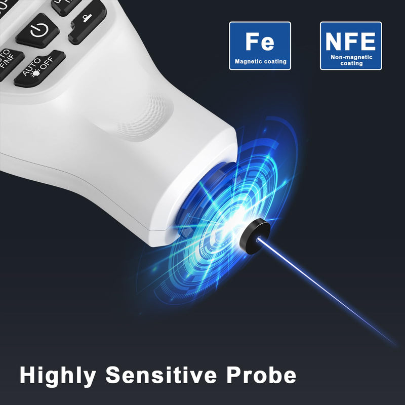 [Australia - AusPower] - Paint Thickness Gauge, 0 to 2000UM Accuracy Portable Car Coating Thickness Meter, Coating Thickness Gauges, Digital Paint Depth Meter for Automotive Paint Thickness (White) 
