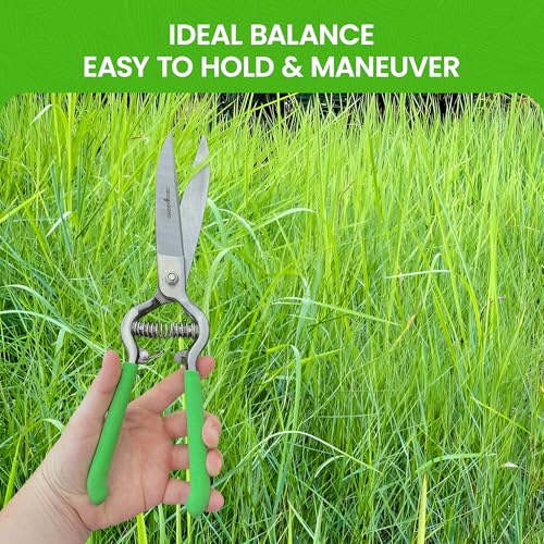 Garden Guru hand grass clipper scissors with forged steel blades and comfort grip handles for lawn edging