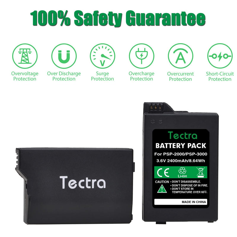 [Australia - AusPower] - PSP 2000 Battery, 2400mAh 3.6V Rechargeable Battery Replacement for Sony PSP 3000 / PSP Slim 2000, PSP-2001, PSP-3000, PSP-3001, PSP-3002, PSP-3004, PSP-S110 Console 1 battery 