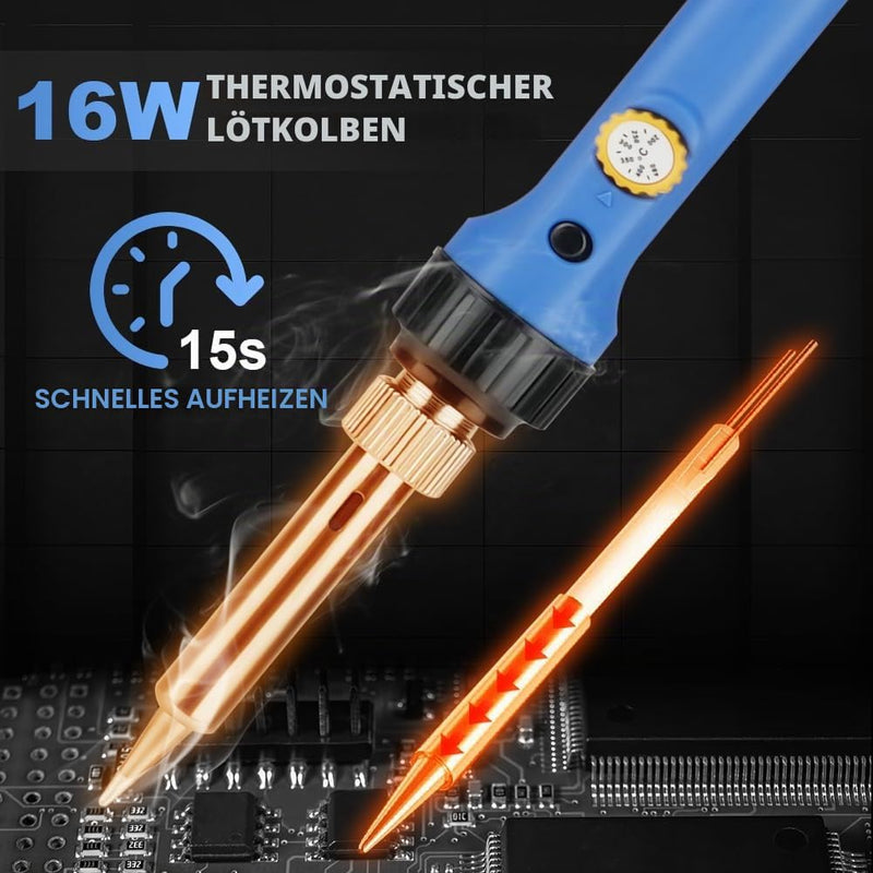 Flintronic Soldering Iron Set, 60 W LCD Soldering Iron with On/Off Switch, Adjustable Temperature 200-480 °C, 10 g Soldering Wire, 5 Soldering Tips, Desoldering Pump, Soldering Iron Stand, Tweezers, Soldering Set for Electrical Work 60w-8 in 1