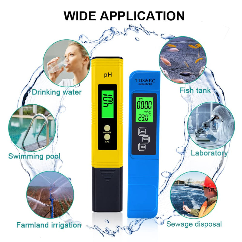 [Australia - AusPower] - Digital pH and TDS Meter Combo, High Accuracy Water Quality Tester, pH Meter 3-in-1 TDS EC Temperature Meter for Drinking Water Swimming Pool Aquarium Hydroponic 