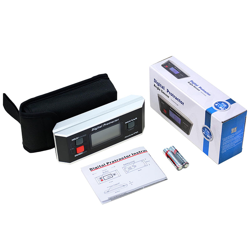 [Australia - AusPower] - Black V-Groove Digital Angle Finder with Backlight Display - High-Precision IP65 Waterproof Magnetic Tool（ACE-QJQ） 