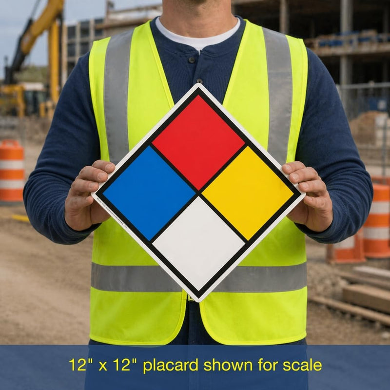 12 inch NFPA 704 Placard Diamond, Aluminum Metal NFPA Sign 2-3-0-0 with Mounting Holes for Health, Fire Hazard Identification, Made in the USA by ComplianceSigns 12" Diamond