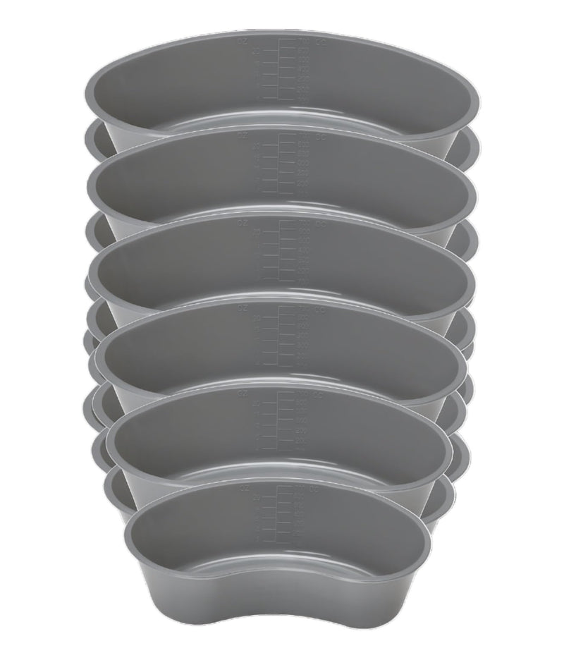 [Australia - AusPower] - Graduated Emesis Basins 700 ML – Kidney Shaped Grey Medical Bowl, Sturdy Plastic Tray (Pack of 12) 