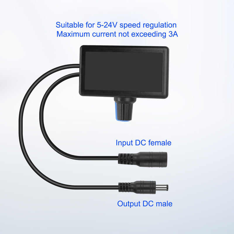 [Australia - AusPower] - MEIRIYFA Fan Speed Controller with 5.5 x 2.1 mm Plug, DC 5.5 mm x 2.1 mm Fan Speed Knob Controller Fan Speed Controller for 5-24 V Fans, Motors, Water Pumps 